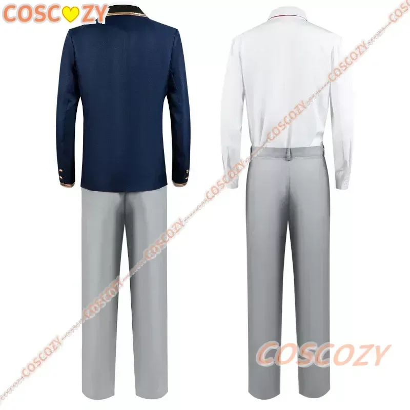 Anime Oshi No Ko Aqua Cosplay Costume parrucca Hoshino Akuamarin giacca pantaloni blu uniforme evento Anime Party Men Outfit Suit