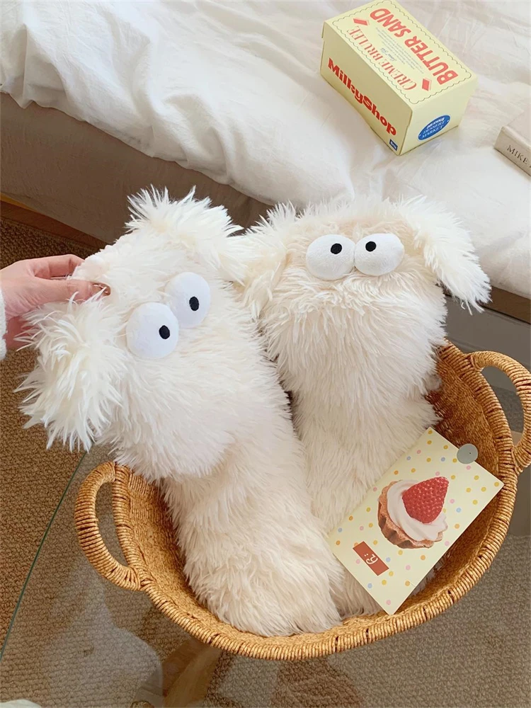 Funny Mid Tube Socks Dragging Women Floor Slippers Winter Cute Big Eyes Comfortable Warm Sleeping Floor Indoor Household Slipper