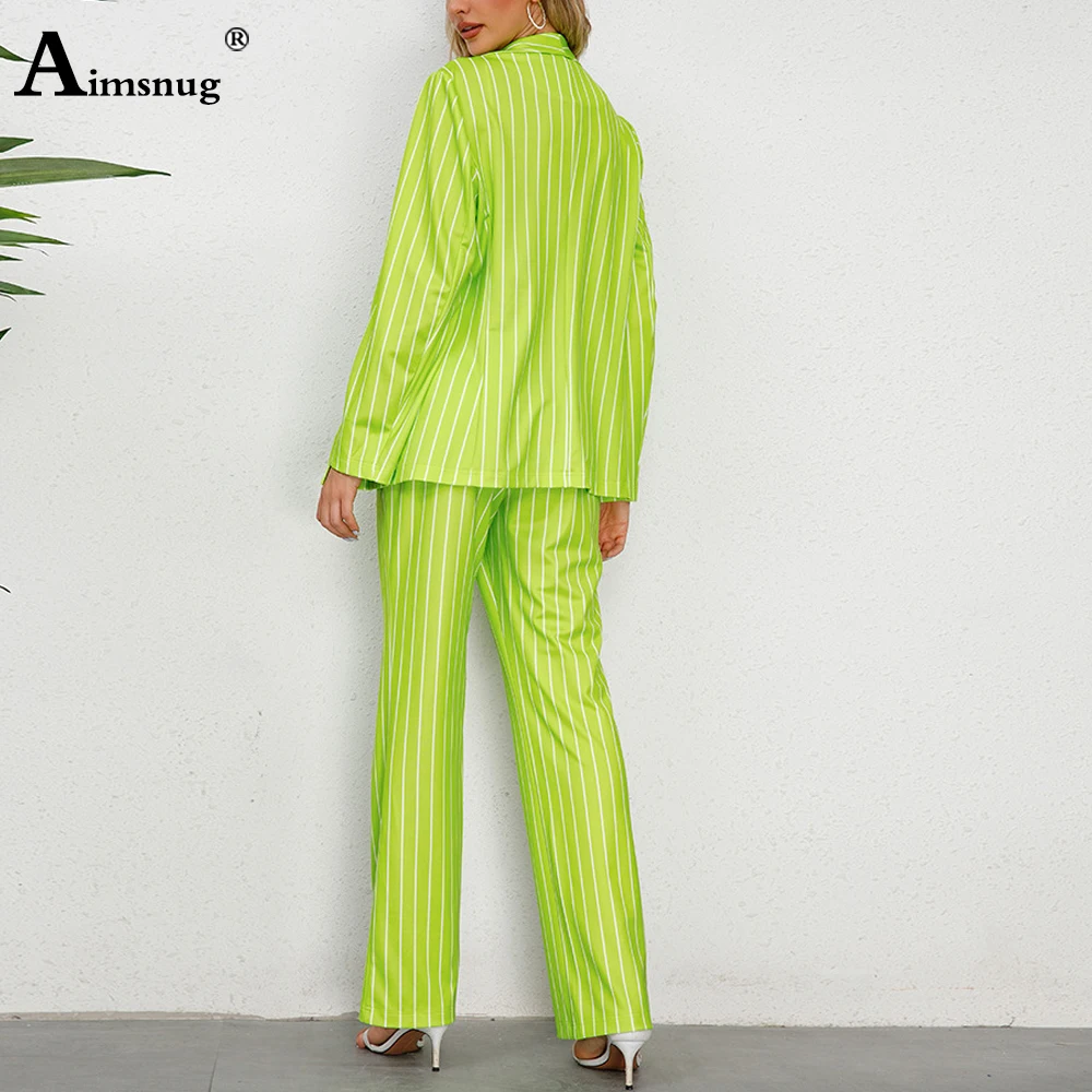 2023 New Spring Elegant Tracksuit Sets Women Suits Blazers And High Cut Pants Set Korean Fashion Stripes Two Piece Outfits Femme