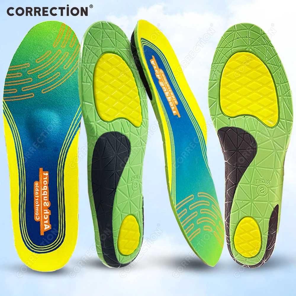 

CORRECTiON Full Length Shock Absorbing PU Insoles Unisex Arch Support Flat Feet Plantar Fasciitis Relief Feet Fatigue Reducer