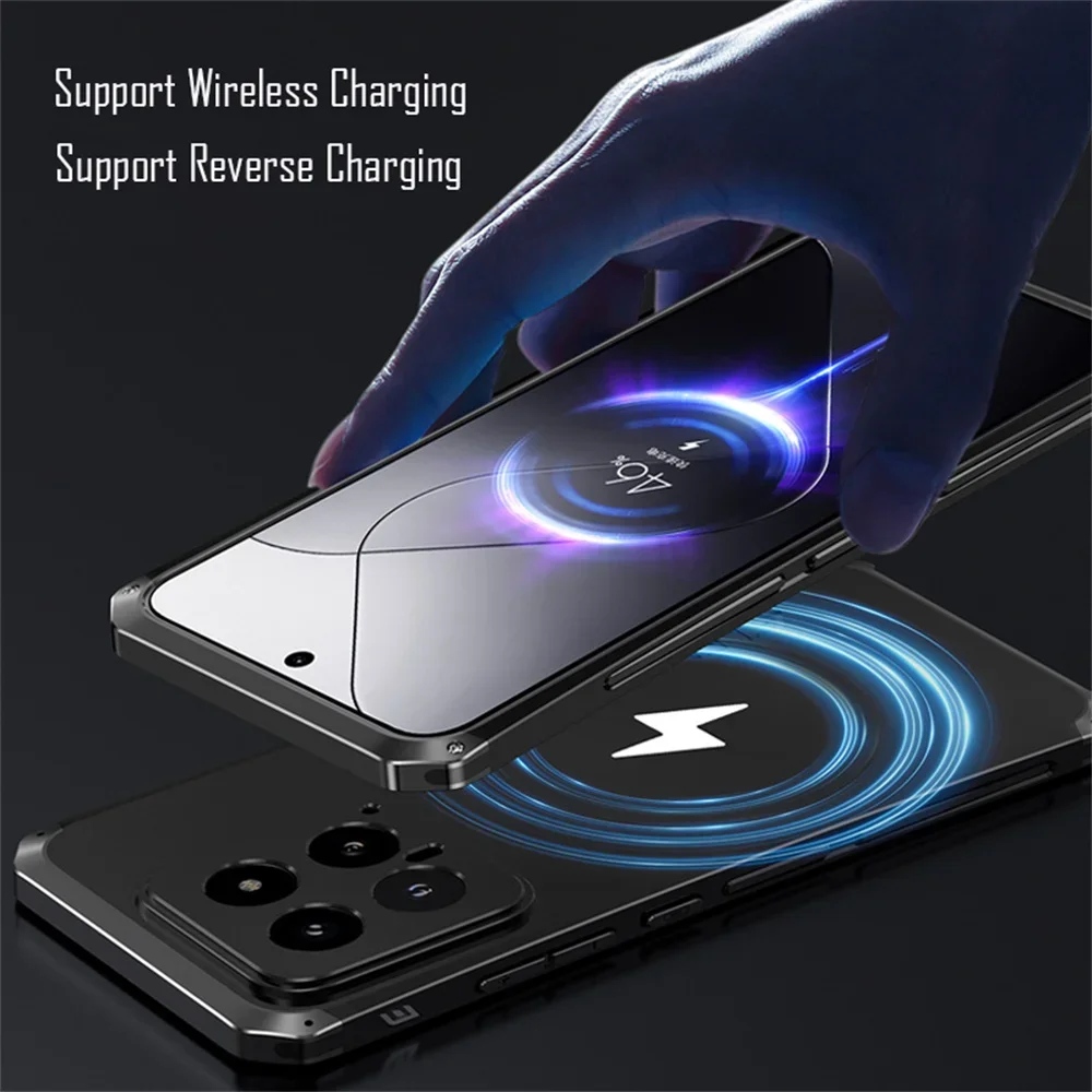 Luxury Aluminum Frame Metal Armor Case For Xiaomi 14 Case Shockproof Hard Cover Funda For Xiaomi 14 Pro Case Coque