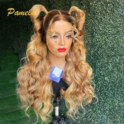 Ombre Blonde 13x6 Wear and Go Glueless 250% Density Loose Deep Wave Lace Front Wigs 4/27 Colored Lace Frontal Human Hair Wigs