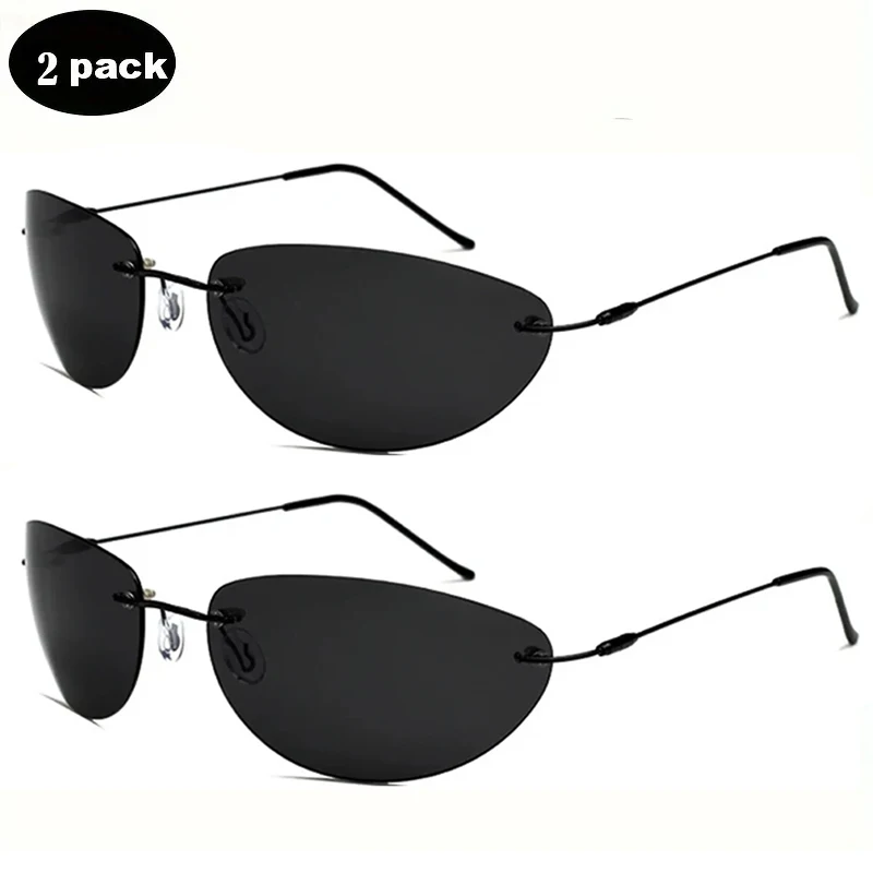 2pc The Matrix Agent Smith Style Polarized Sunglasses Rivets Men Driving titanium Neo Style polygon Sun Glasses for Men