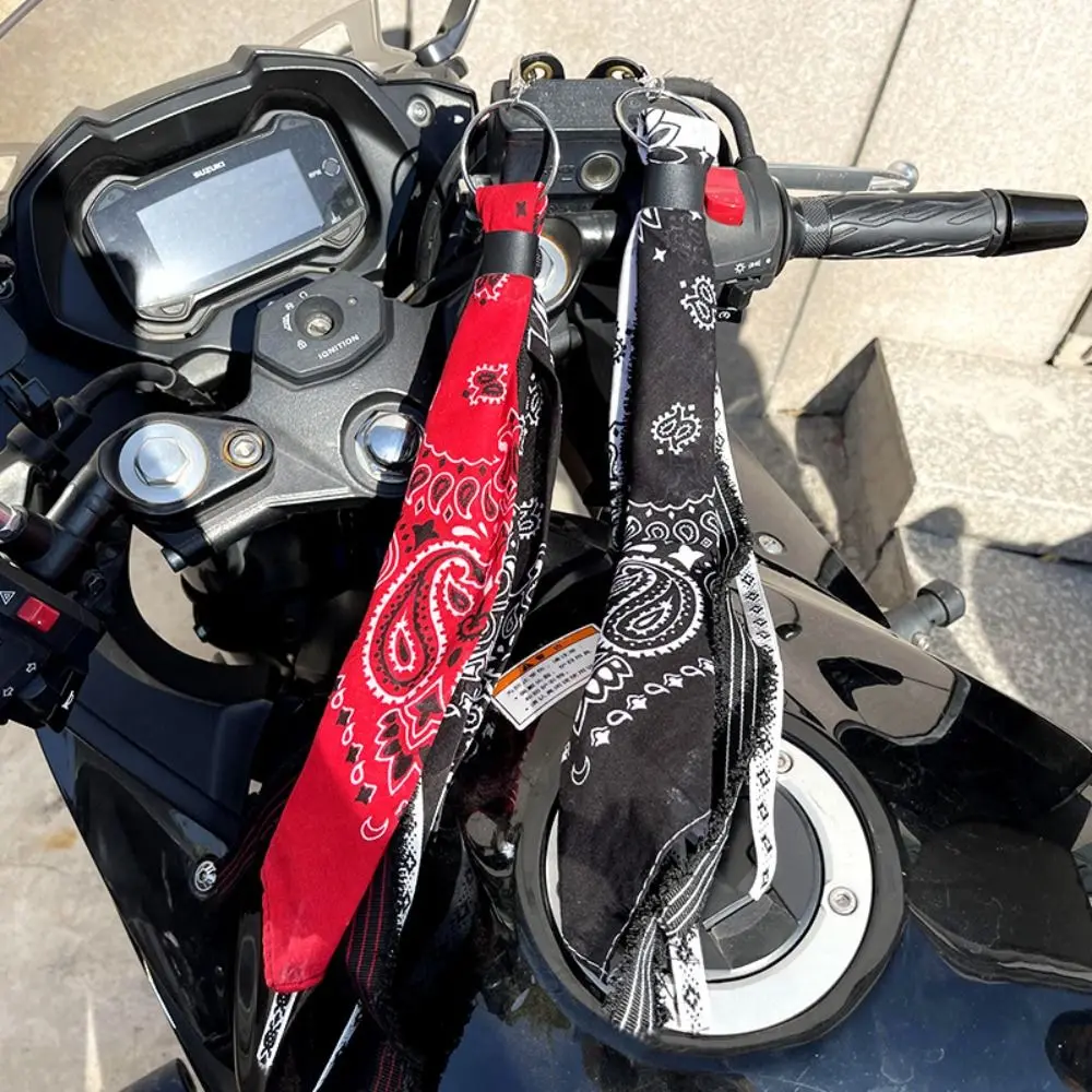 Universal Motorcycle Handlebar Square Towel Personality Metal Keychain Retro Tassel Decoration Pendant Hip Hop Handmade Streamer