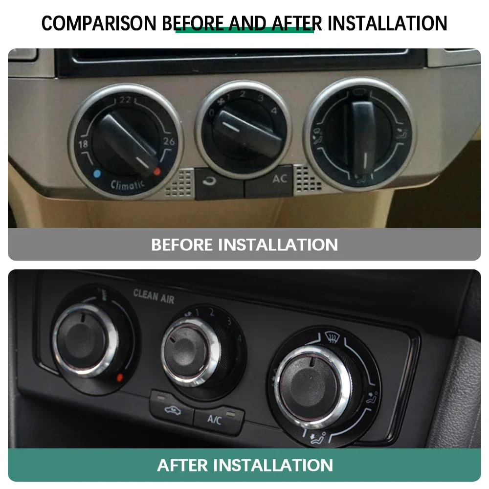 3szt Pokrętło AC do Volkswagen VW POLO 2004-2013 MK4 MK5 9N 9N3 6R Pokrętło klimatyzacji samochodowej Przycisk sterowania ogrzewaniem Akcesoria