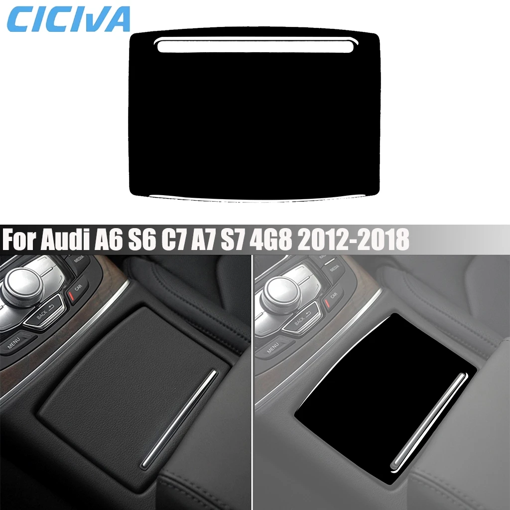 

Piano Black Car Accessories Center Cup Holder Modified Interior Trim Cover Soft Sticker For Audi A6 S6 C7 A7 S7 4G8 2012-2018