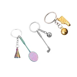 Mini Football Badminton Golf Simulation Sports Supplies Keychain Fashion Sport Souvenirs Cool Backpack Metal Pendant Keys Buckle