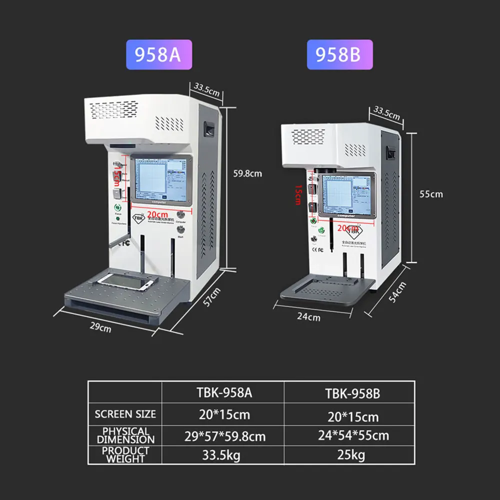 Light Weight TBK958B Mini Back Glass Separating Laser Machine For iPhone 12 12Mini 11Pro XS Max Back Cover Repair Machine