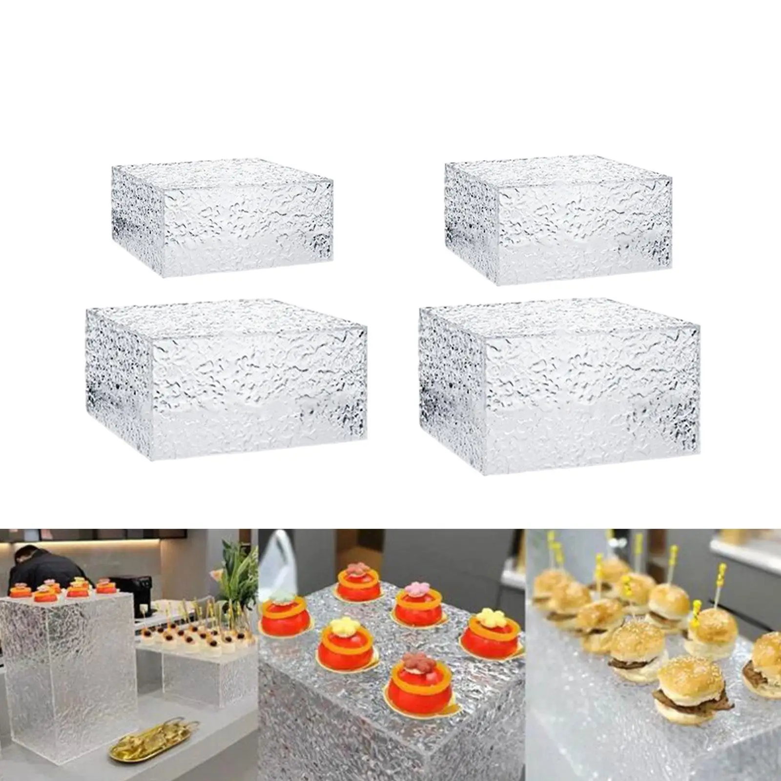 

4Pcs Buffet Riser Cube Display Nesting Riser Food Display Stand for Exhibitions Catering Buffet Perfume