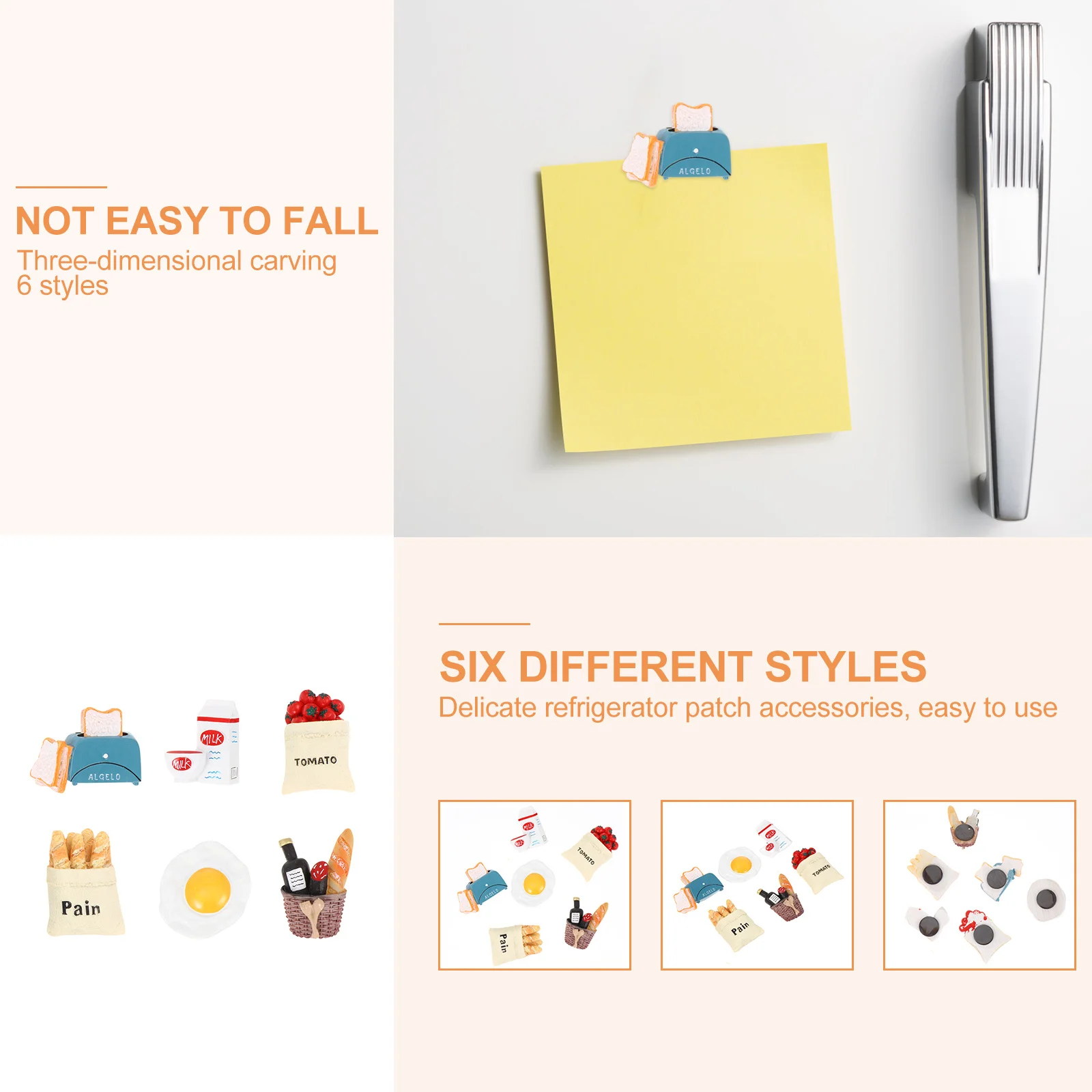 

6Pcs Creative Breakfast Shape Refrigerator Stickers Lovely Tomato Fridge Decors Home Decoration Magnet Stickers