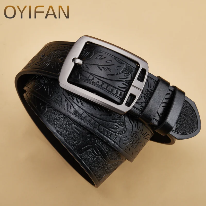 OYIFAN Western Cowboy Belt Vintage Men's Fashion Belt Pin Buckle Belt Best with Suit Pants, Jeans Belt for Men