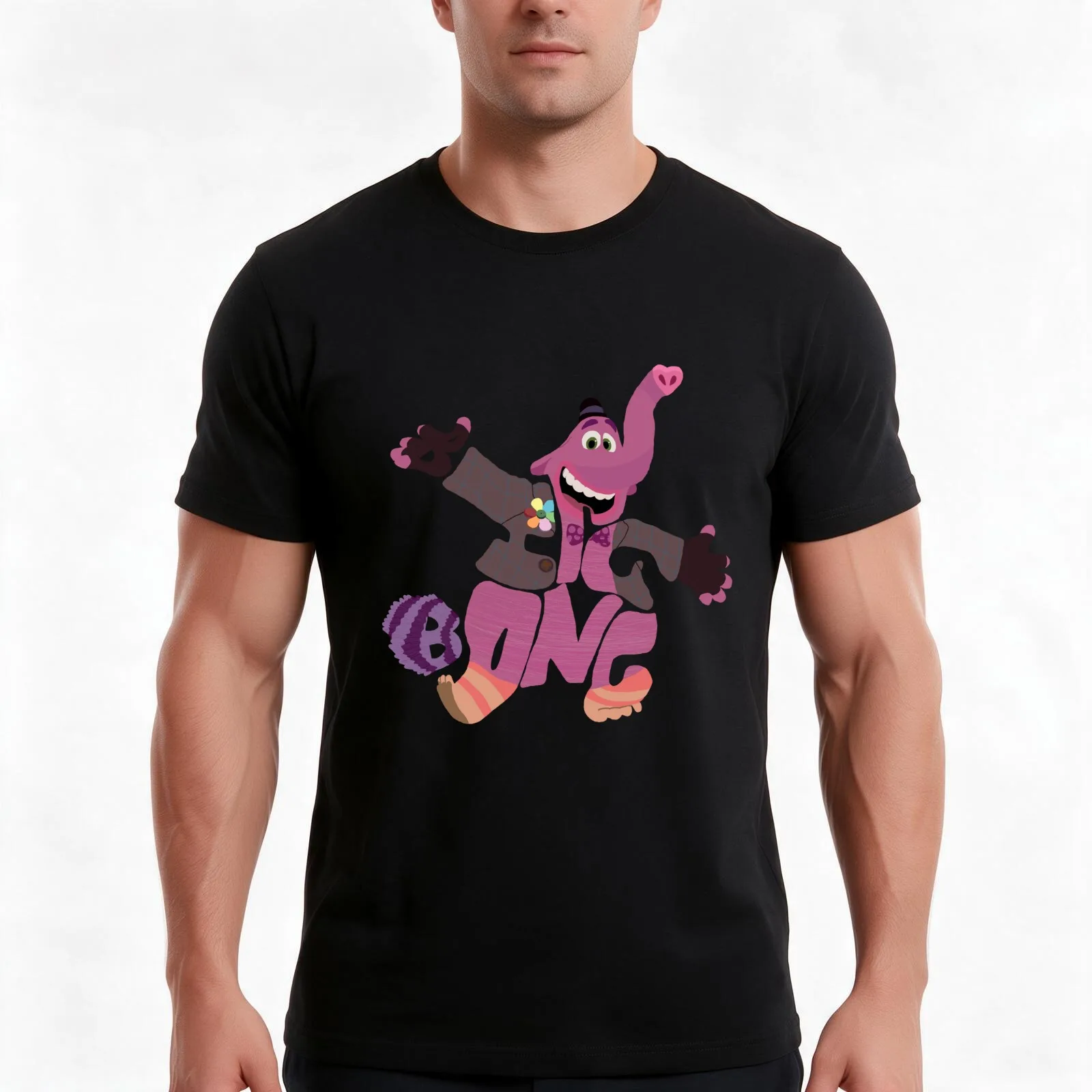bing bong T-Shirt, Summer Casual Cotton Tee, Oversized Streetwear Tops, Vintage Graphic Print, Loose Fit Short Sleeve
