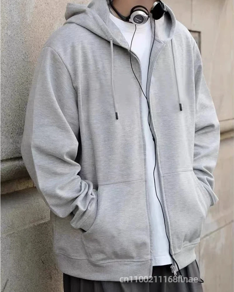 American Clothing Hooded Sweatshirt Men's Thick Fleece Warm Loose Zipper Cardigan Jacket Trendy Hip-hop Style Couple Outfit