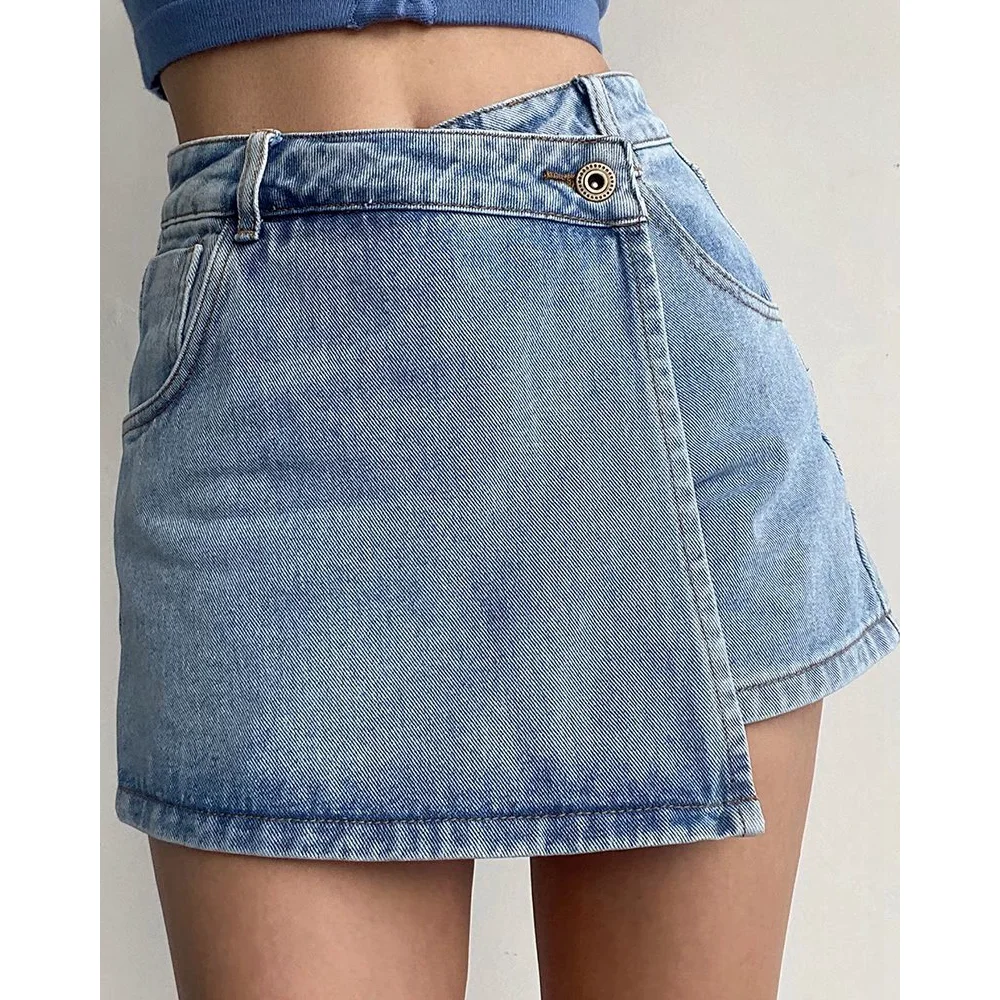 Womens Denim High-Waisted A-Line Skort‌  2025 Summer Anti-Wardrobe Malfunction Short Skirt with Sexy Casual Design