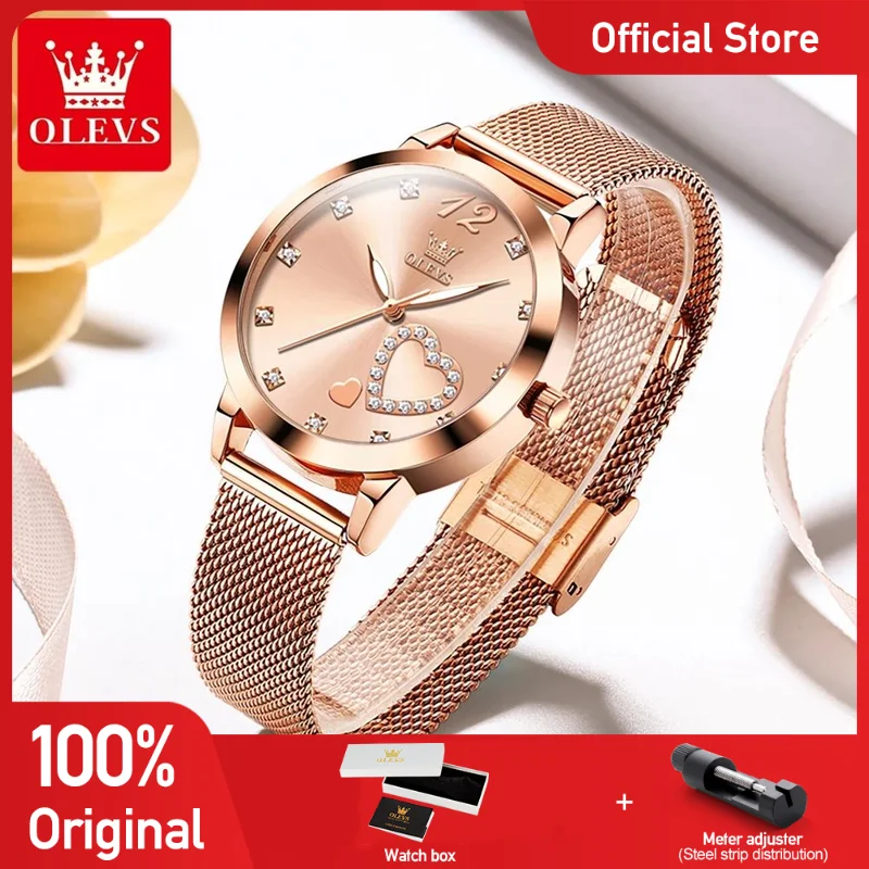 OLEVS 5189 Женские часы Простые элегантные оригинальные кварцевые наручные часы Водонепроницаемые светящиеся сетчатые женские часы Strsp Набор подарков Reloj