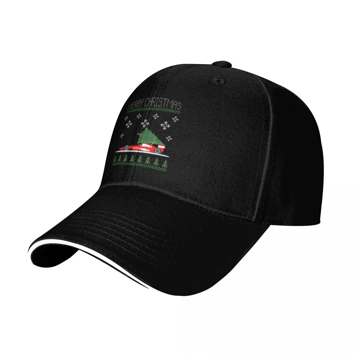 Red Formula Christmas Car Baseball Cap Snapback Flat Bill Strapback Dad Hat Six Panel Structured Crown