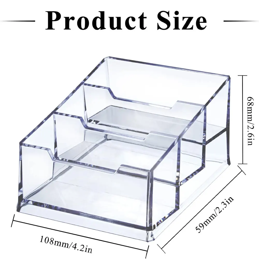 1pc acrylic transparent business card holder, three-layer business card holder, suitable for office desks and counters.