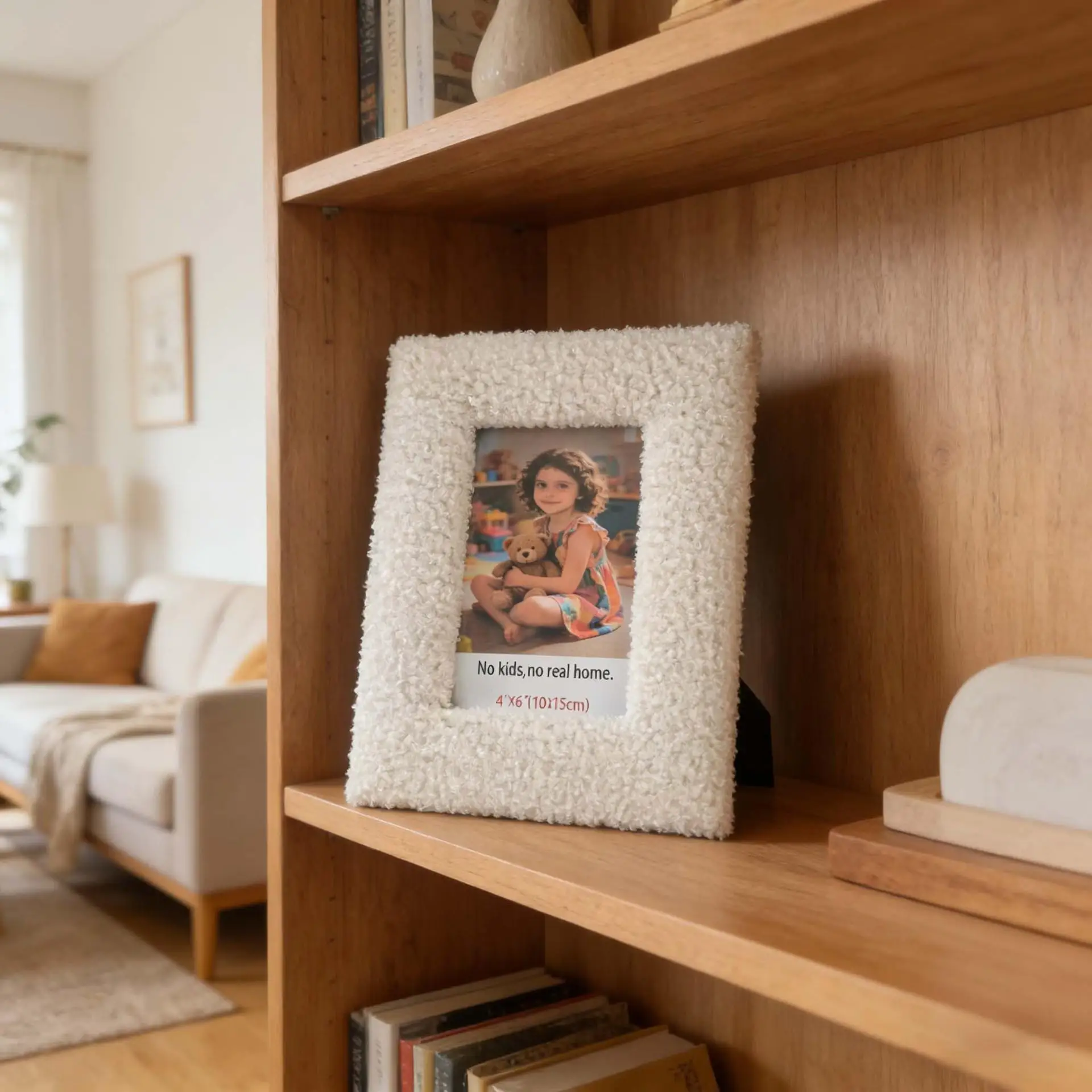 6/7/8 Inches Plush Frame, Hollow Density Board Wrapped With Teddy Fur Square European Fabric Art 6-inch Picture Frame