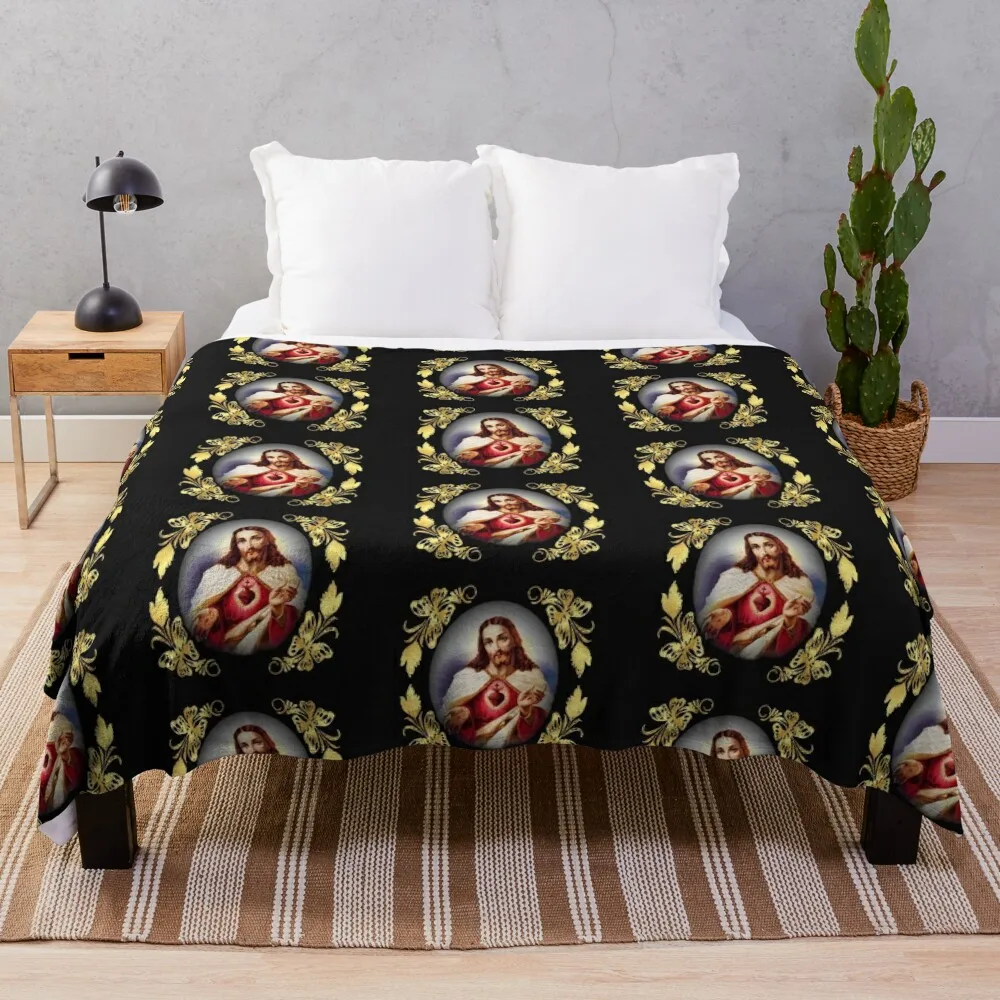 

Sacred Heart of Jesus Catholic Detente Sagrado Corazon de Jesus Throw Blanket Thins Multi-Purpose Blankets