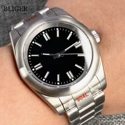 BLIGER 36MM 39MM Brushed Bezel NH35A PT5000 Miyota 8215 Automatic Mens Watch Black Yellow Silver Dial Steel Strap Screw Crown