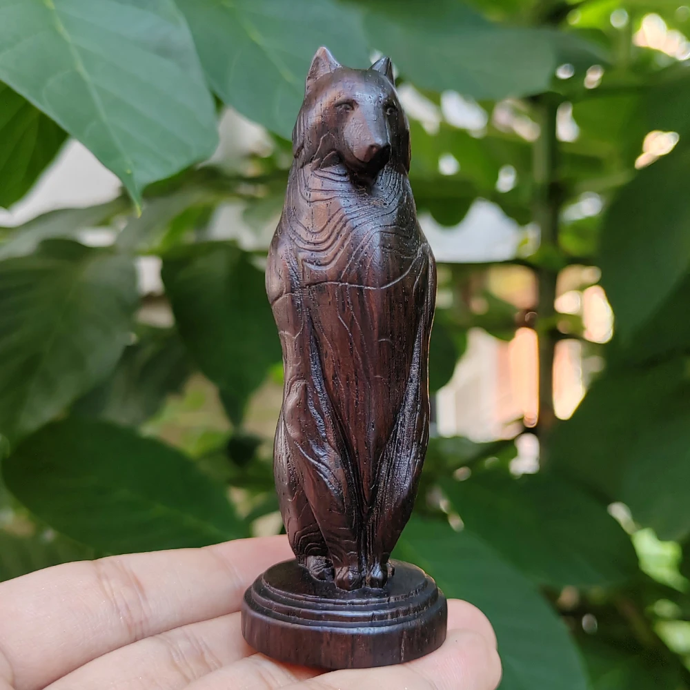 Holz-Wolf-Totem-Säule, handgeschnitztes Ornament, natürlicher Stil, Tiermotiv, geeignet für Feiertagsdekorationen, Innendekorationen, Heimdekoration, Kamin, Wohnzimmer, Tischdekoration, Weihnachtsgeschenk – Detail 2