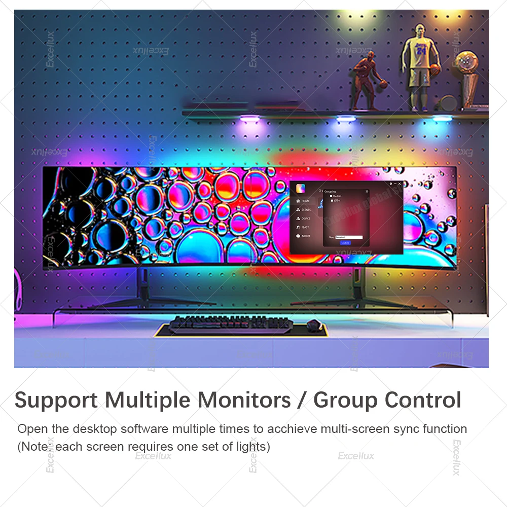 Gaming Lights Strip Computer Sync Led Strip Lights, Monitor RGB Screen Color LED Backlight Pickup Lamp Game Room Atmosphere Decor