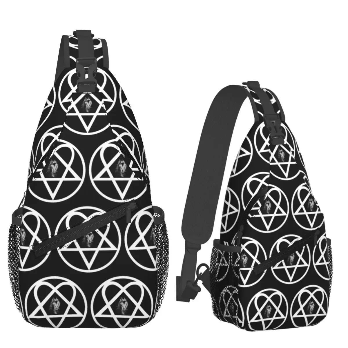 Heartagram Him Music Band Logo Chest Bag Men Sling Crossbody Backpack Chest Bag Traveling Hiking Daypack Shoulder Bag