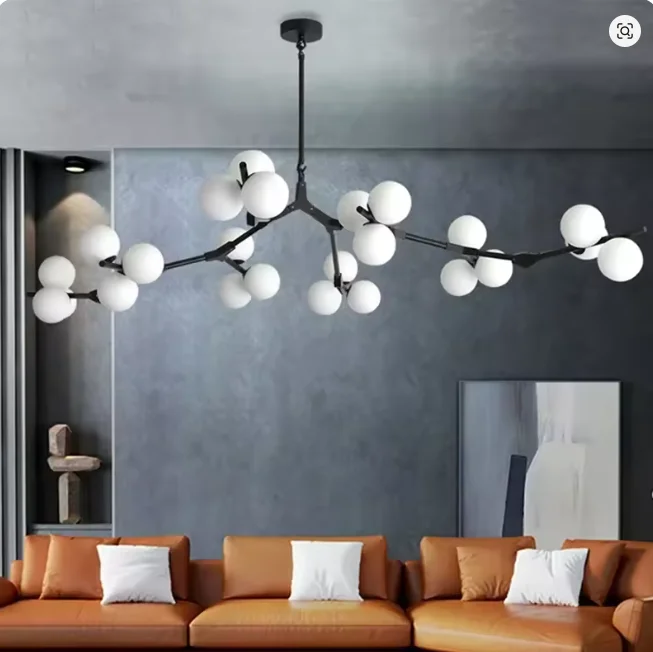 

Electroplated Nordic Light Luxury Living Room Magic Bean Lamp Modern Restaurant Island Platform Personalized LED Pendant Light