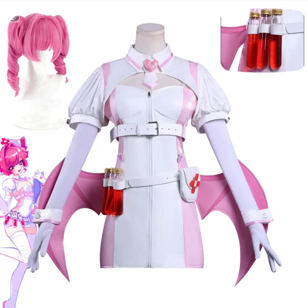 أزياء Muse Dash Nocturne Bloodheir Buro التأثيرية مع أجنحة فساتين تستحق أن يتمثال دور بدلة باروكات الهالوين