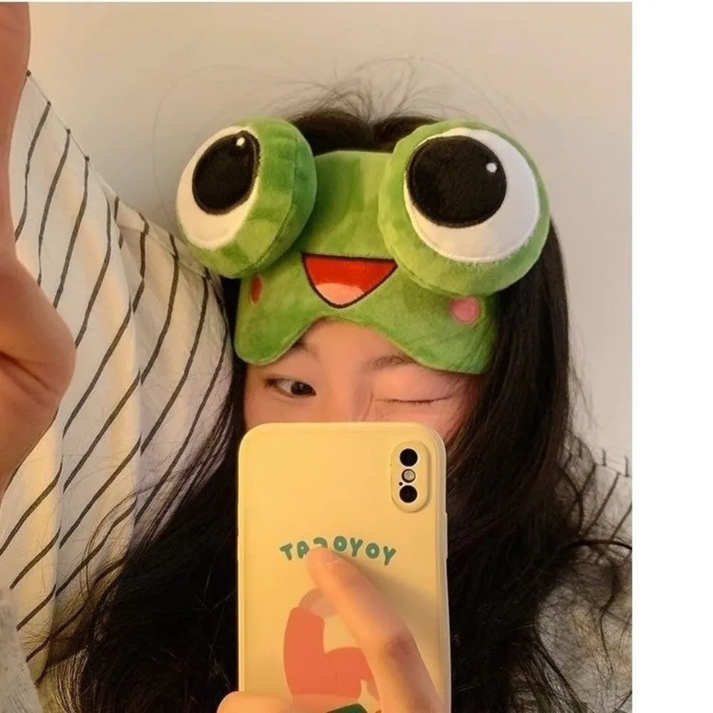 

Lovely Cartoon Frog Sleep Eye Mask Skin-friendly Green Big Eyes 3D Eye Mask Breathable Shading Sleep Mask Travel Nap