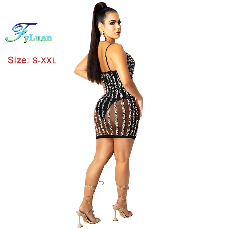 2025, luxuriöse Abendkleider für Damen, tiefer V-Ausschnitt, Hosenträger, einteiliger kurzer Rock, durchsichtiges Netz, schulterfrei, rückenfrei, Dekor, Ballkleider