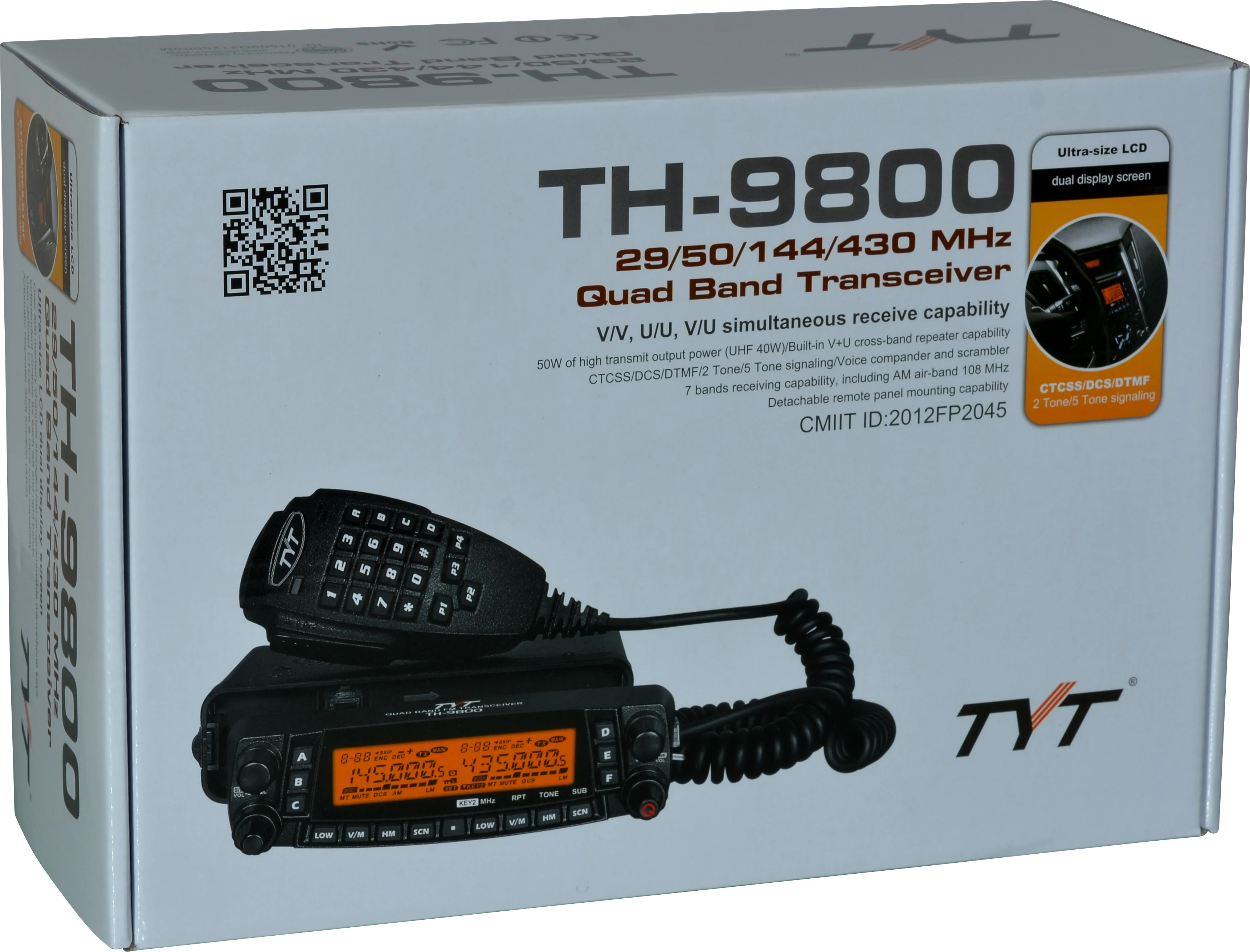 VENDA QUENTE 50W Saída 136-174 e 320-399Mhz TYT TH-9800 Rádio para veículos