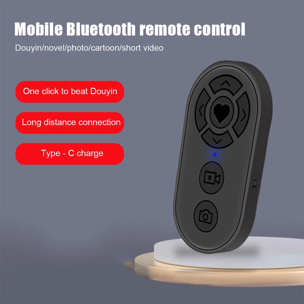 Rechargeable Bluetooth-compatible Remote Controller 7 Buttons Wireless Mobile Phone Selfie Photo Shutter for Video Page Turner