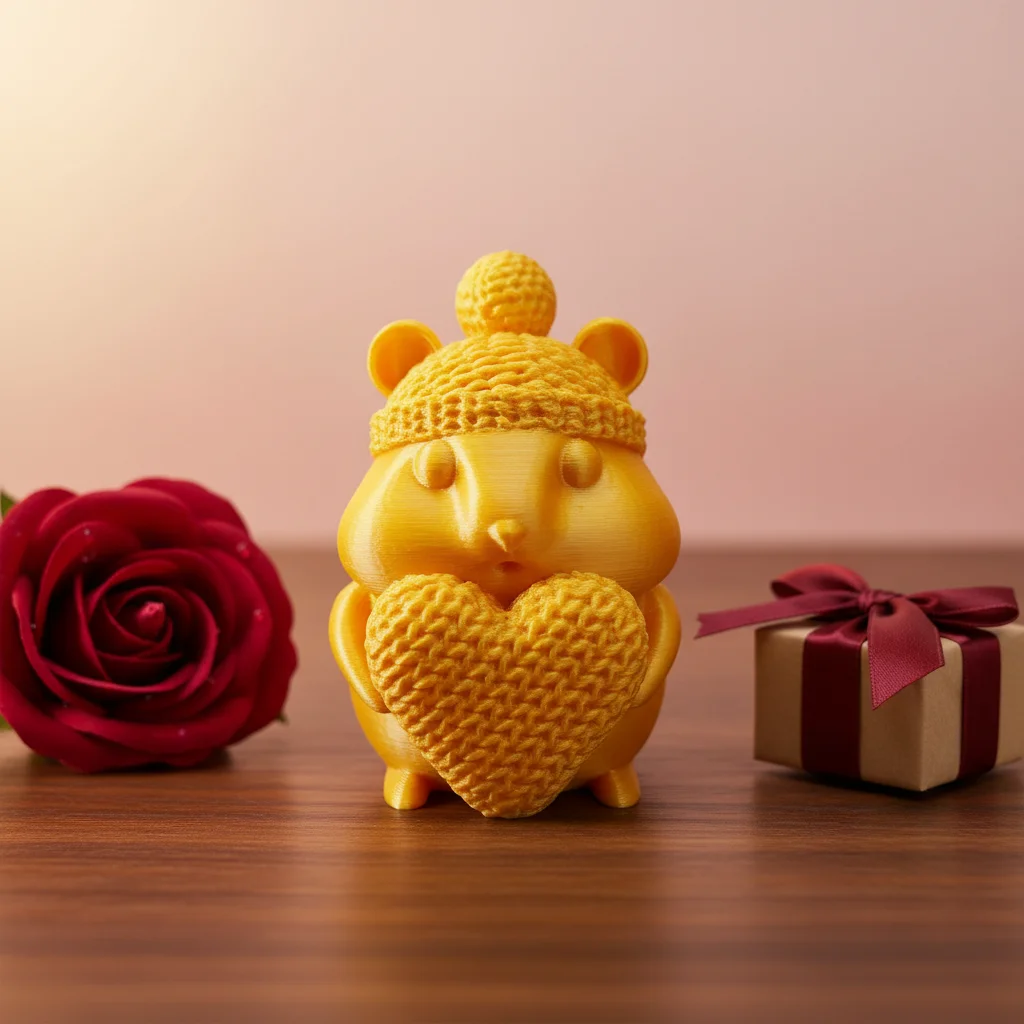 

3D-печатная фигурка хомяка с плетеным узором в виде сердца, романтический подарок для украшения дома и автомобиля
