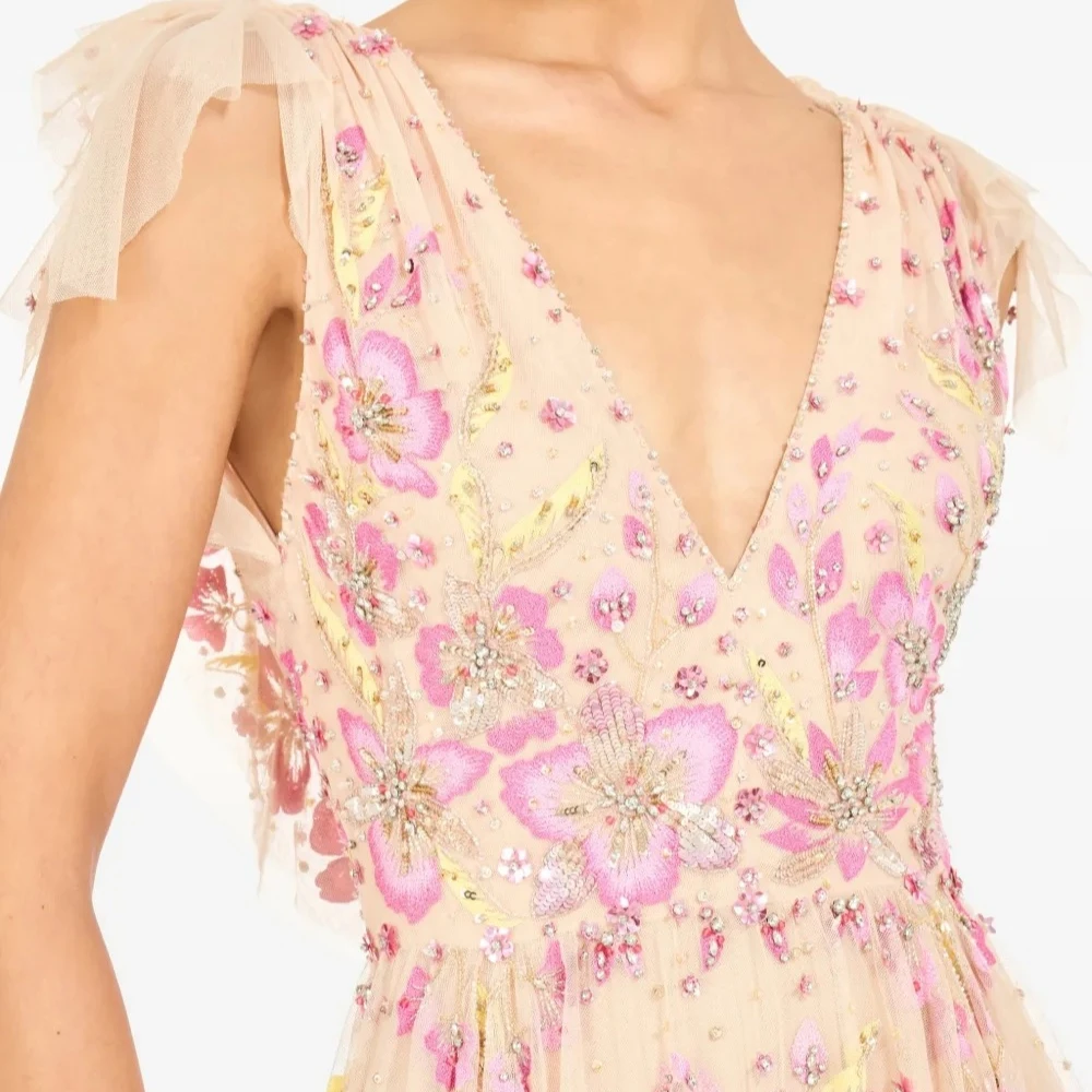 

Customzied Women's Straight Floor Length Evening Dresses Luxury Crystal Deep Neck Sleeveless Prom Gown Party Dress New 2026