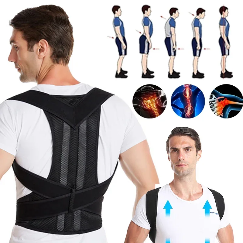 

Back Support Posture Corrector Belt Adjustable Shoulder Clavicle Spine Support Belt Reshape Your Body Lumbar Brace Back Trainer