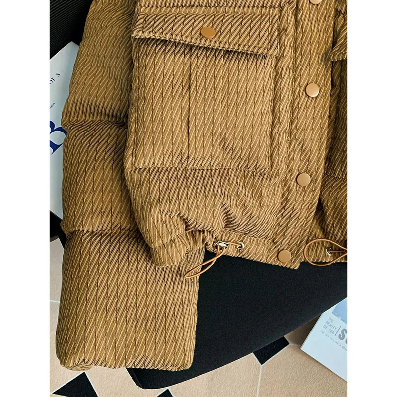 Fashion Down Cotton-Padded Jacket Women\'s Winter Short Korean Version High Waist Jacket Padded Warm Loose Cotton Coat Tide