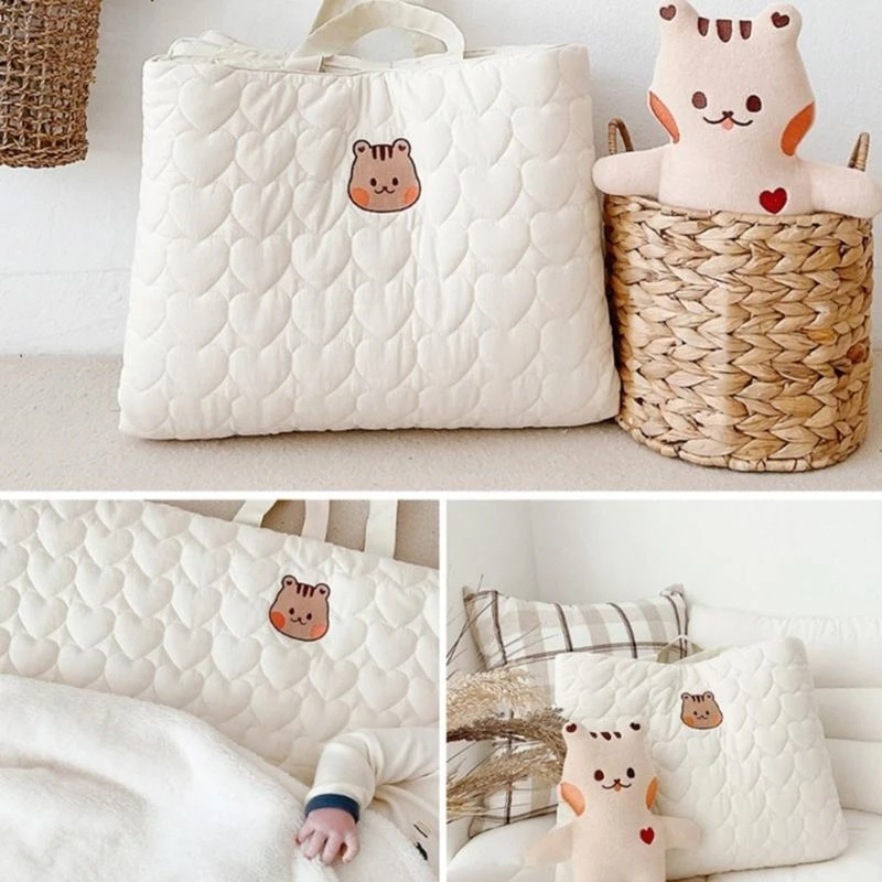 J15U Cambiador bebé suave y fácil llevar, ropa cama plegable y portátil para bebé, colchón cómodo y ligero para recién