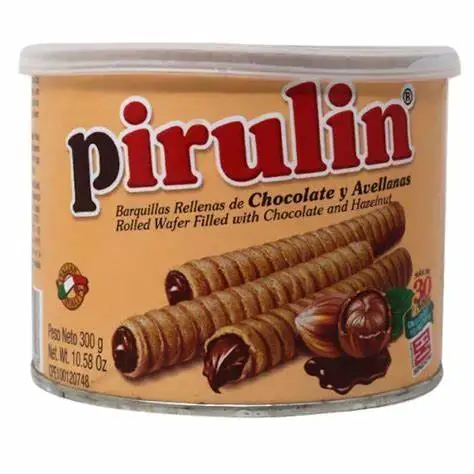 Pirulin barquillo rellenos de delicioso chocolate y avellana Cremoso, Crujiente, mi Piace 300g