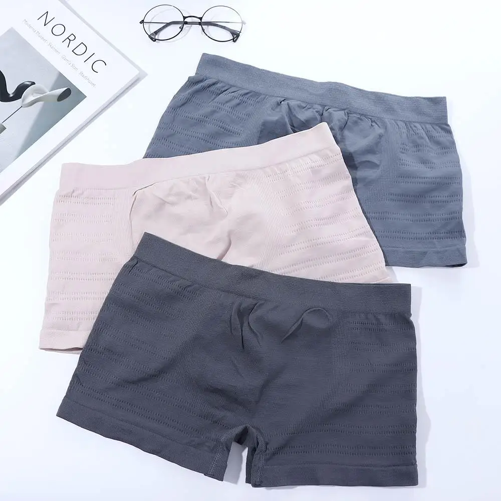 Men Breathable Cotton Crotch Underwear Solid Color Elastic Panties Comfortable Seamless Shorts Mid-waist Boxers