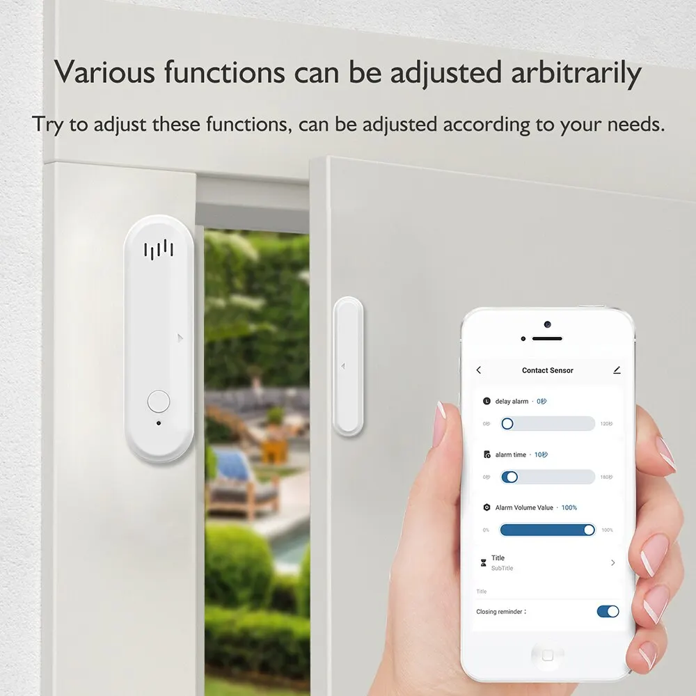 ONENUO Tuya Smart WiFi Door Sensor 80dB Sound Window Sensor Smart Life Arm Disarm Door Sensor APP Alert Alarm Door Sensor