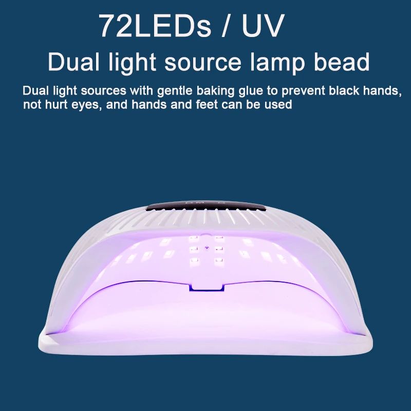 Nueva potente lámpara de secado de uñas de 72LED, secador de uñas de 300W para secar esmalte de Gel UV, Sensor inteligente, diseño de mango portátil, luz de uñas