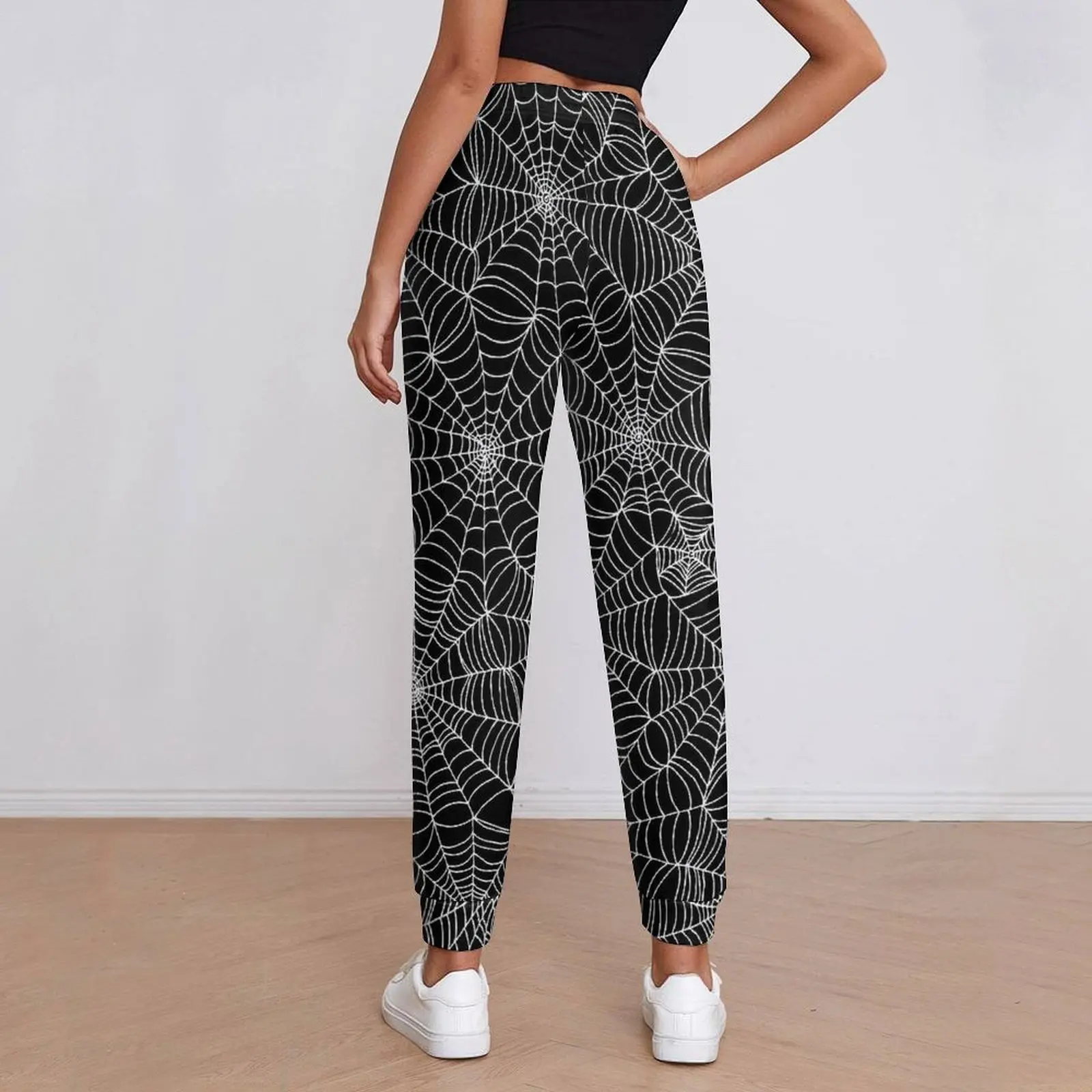 Halloween Pants Woman Spider Web Pattern Streetwear Joggers Spring Retro Custom Trousers Big Size 3XL