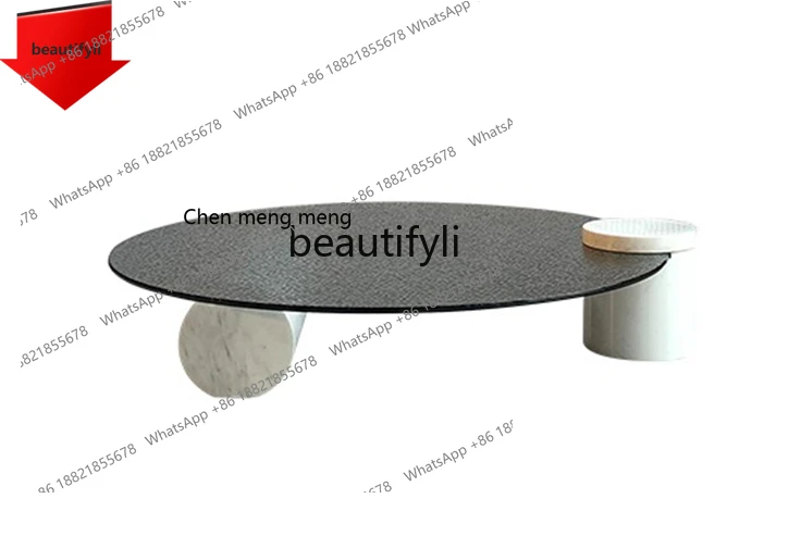 

K185 Nordic Italian Style Light Luxury Cream Style Design Creative Marble Rainbow round Tea Table Living Room Villa Modern Minim