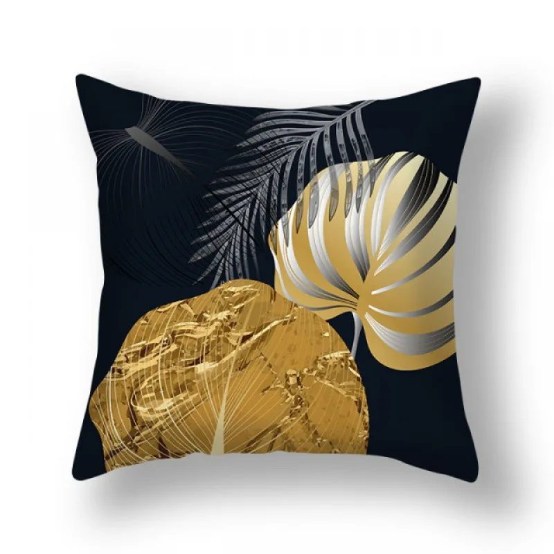 Neuer Kissenbezug Grün-Gold Ginkgo-Blatt Bedruckt Heim-Sofa-Kissenbezug Büro-Kissen Kissenhülle – Detail 7