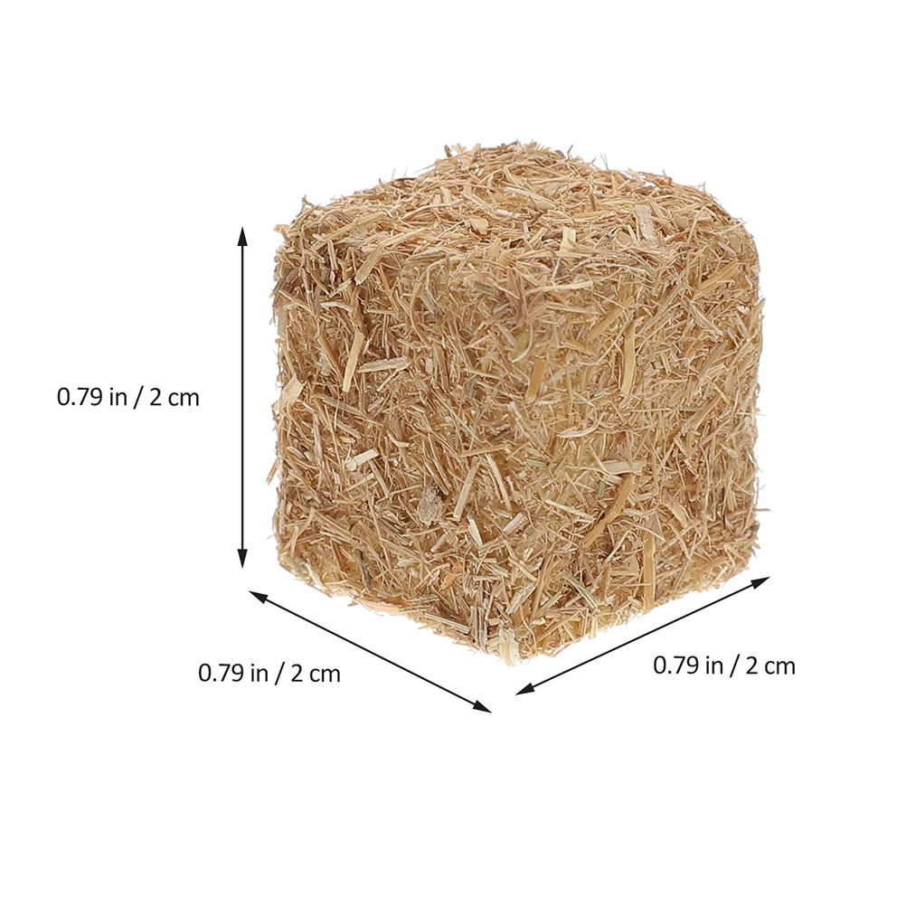 12 Pcs Straw Child Football Decorations Small Hay Bail Wood Toy Tractors Decorative Haystack