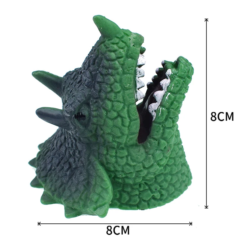 Creative Green Triceratops Finger Puppets Funny Dinosaur Model Finger Puppets Storytelling Toys Children's Toys Birthday Gifts