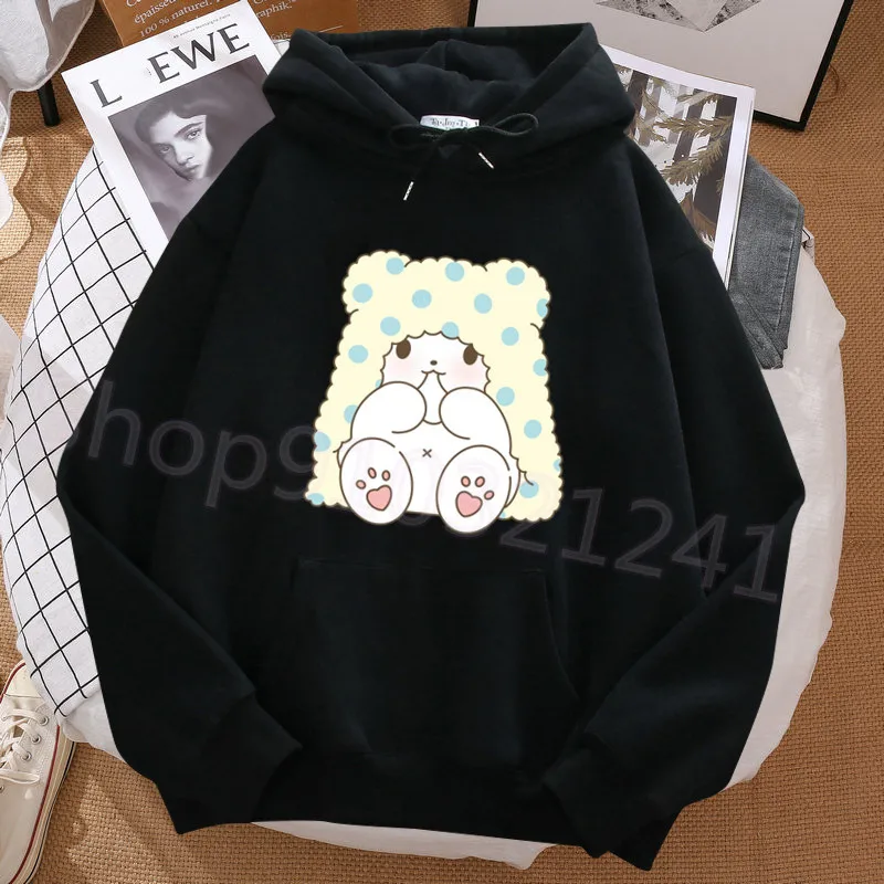 Marumofubiyori Kawaii Sweatshirt Hoodie Black Anime Graphic Gift Fashion Casual Hoodies Korean Sweet Long Sleeve Cartoon Clothes