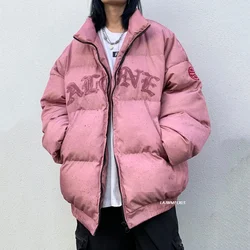 Winter Jacket women 2023 Letter Embroidery Badge Streetwear Warm Thick Zipper Harajuku All-match Parka Jackets Coat