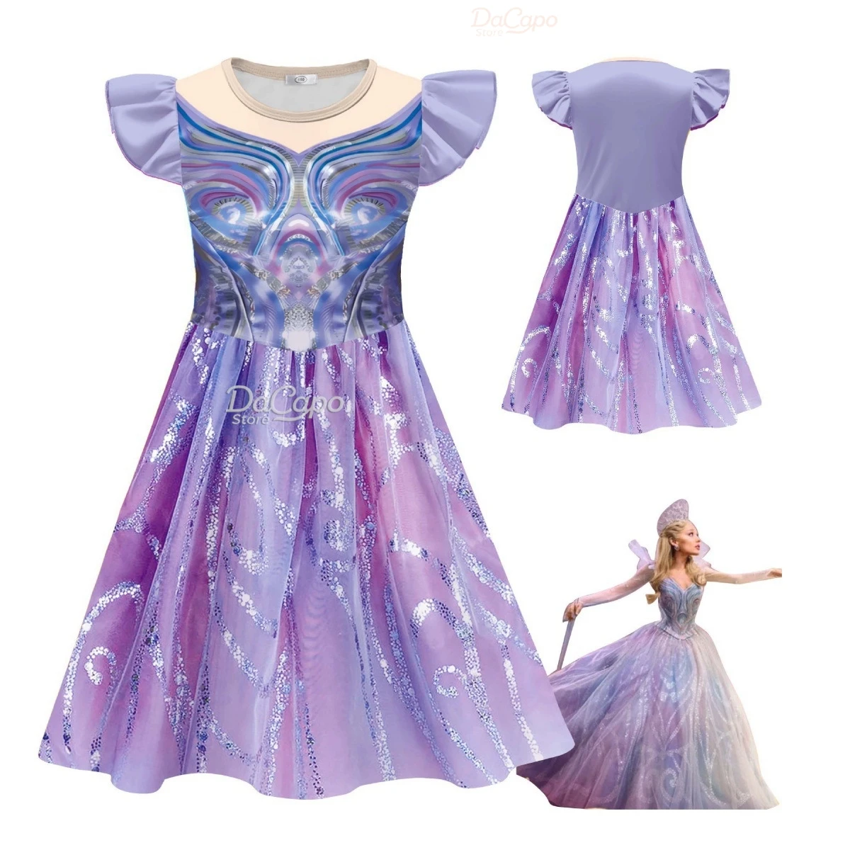 الشريرة 2 Glinda تأثيري الاطفال الفتيات الساحرات ازياء الملابس 2025 فيلم حفلة لعب الأدوار الأميرة يتوهم تيارا فستان الكرة ثوب #2